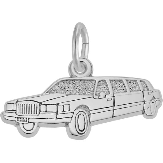 Flat Limousine Charm - Metal - Sterling Silver