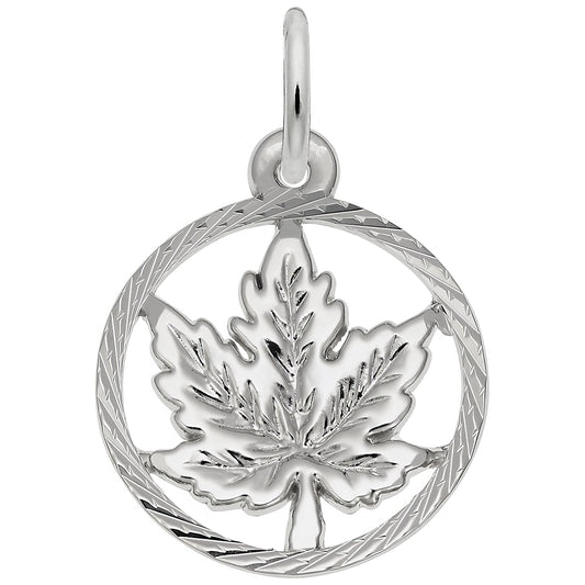 Maple Leaf Faceted Charm - Metal - Sterling Silver