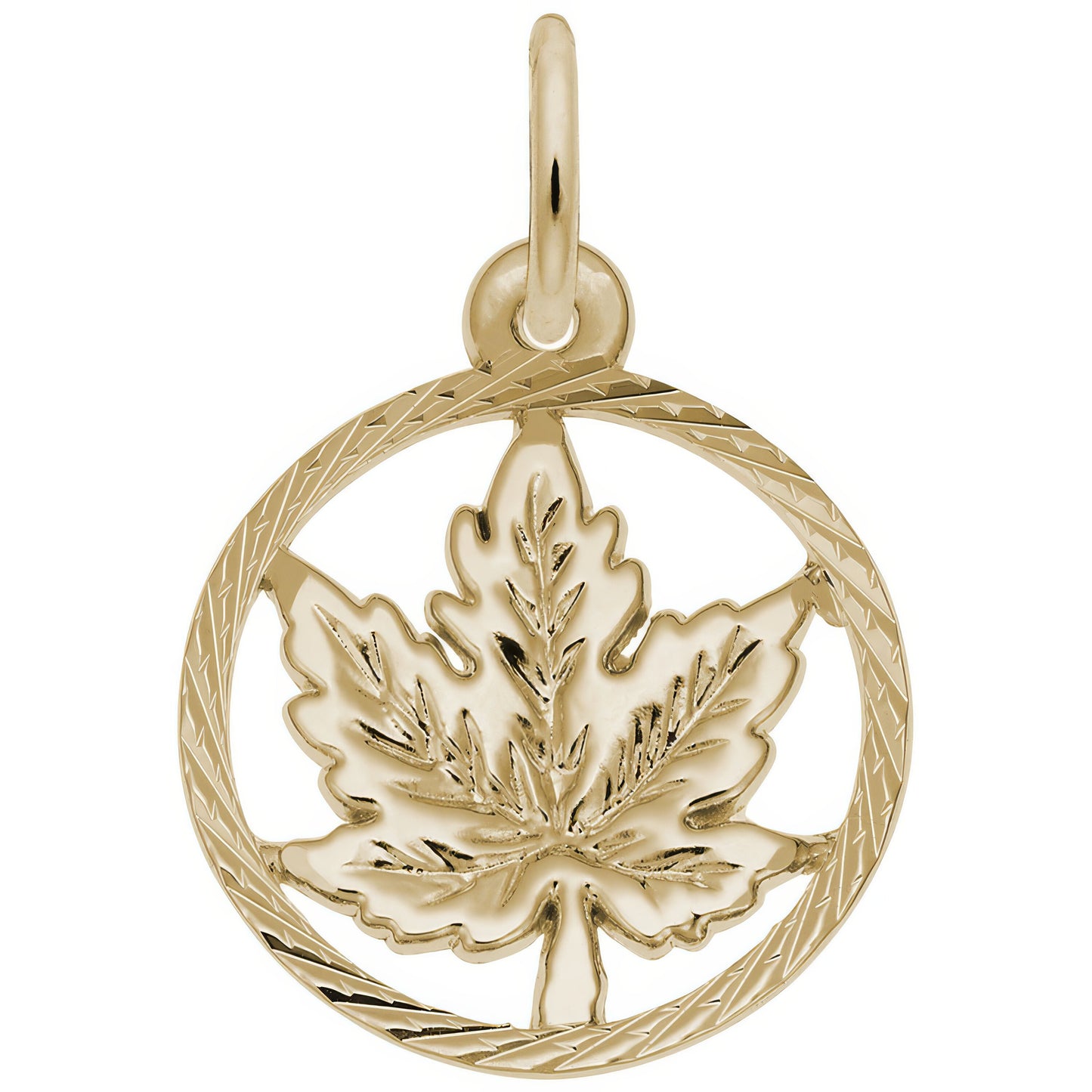 Maple Leaf Faceted Charm - Metal - Sterling Silver