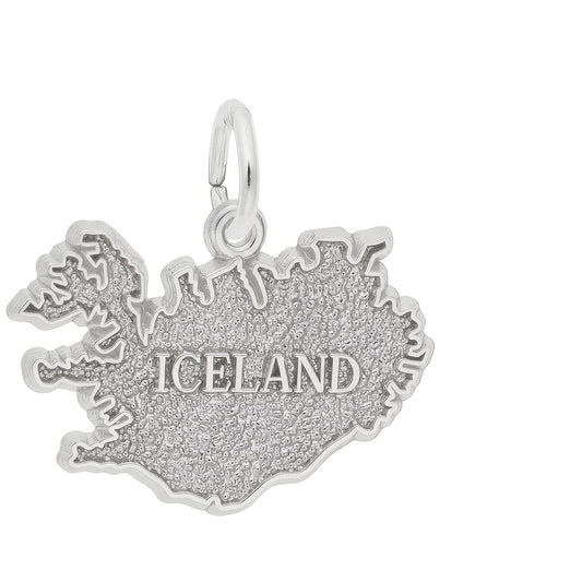 Iceland Map Charm - Metal - Sterling Silver
