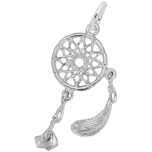 Sterling Silver Dream Catcher Charm - 13mm x 13mm