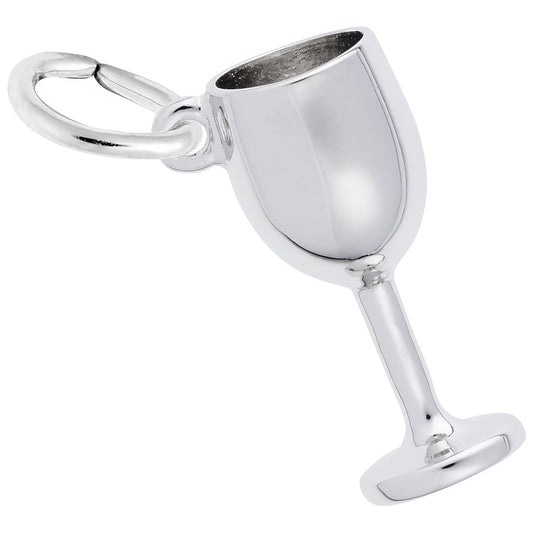 Sterling Silver Wine Glass Charm - 16mm x 7mm