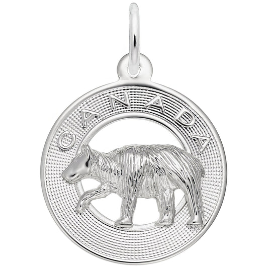 Sterling Silver Canada Bear Charm - 20mm x 20mm
