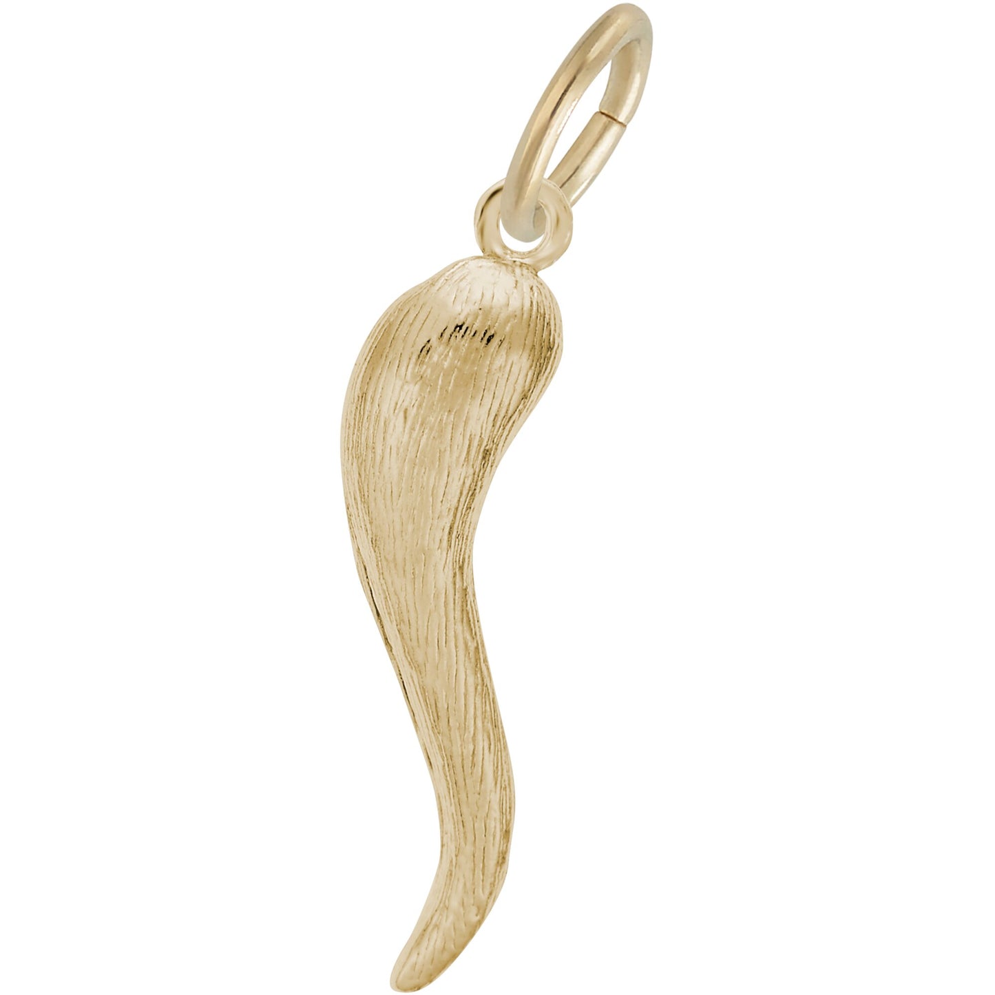 Textured Italian Horn Charm - Metal - Sterling Silver