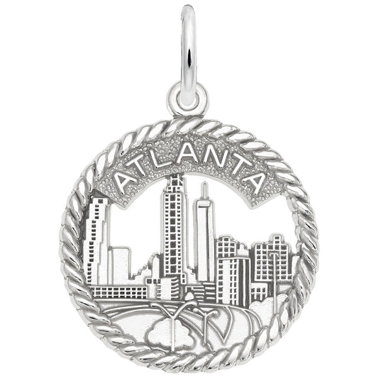 Atlanta Skyline Open Rope Charm - Metal - Sterling Silver