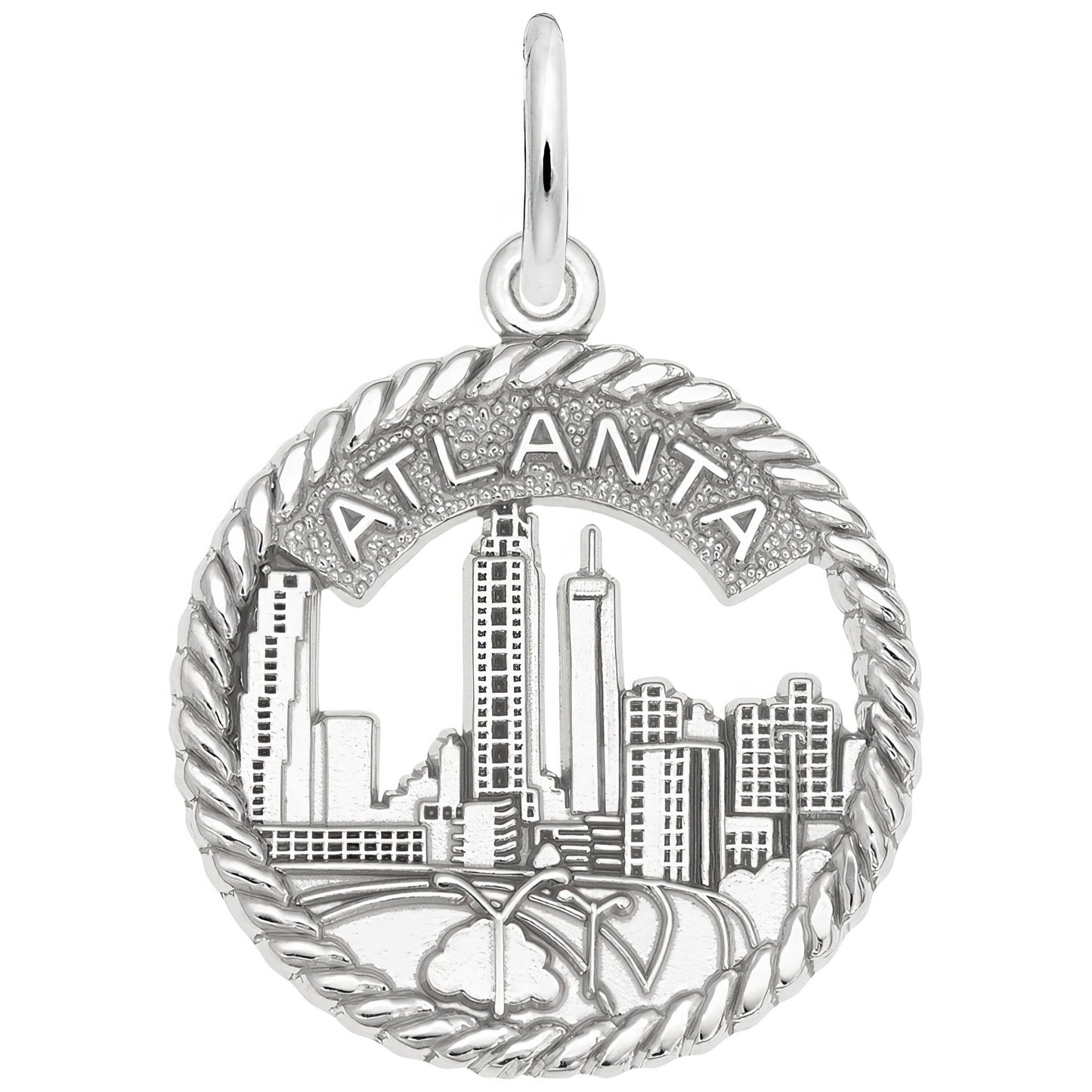 Atlanta Skyline Open Rope Charm - Metal - Sterling Silver