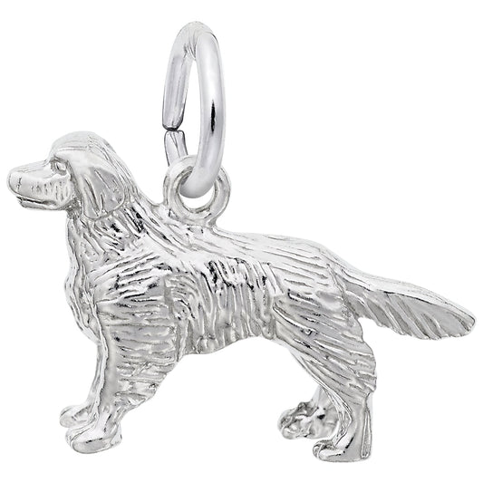 Sterling Silver Golden Retriever Charm - 13mm x 19mm