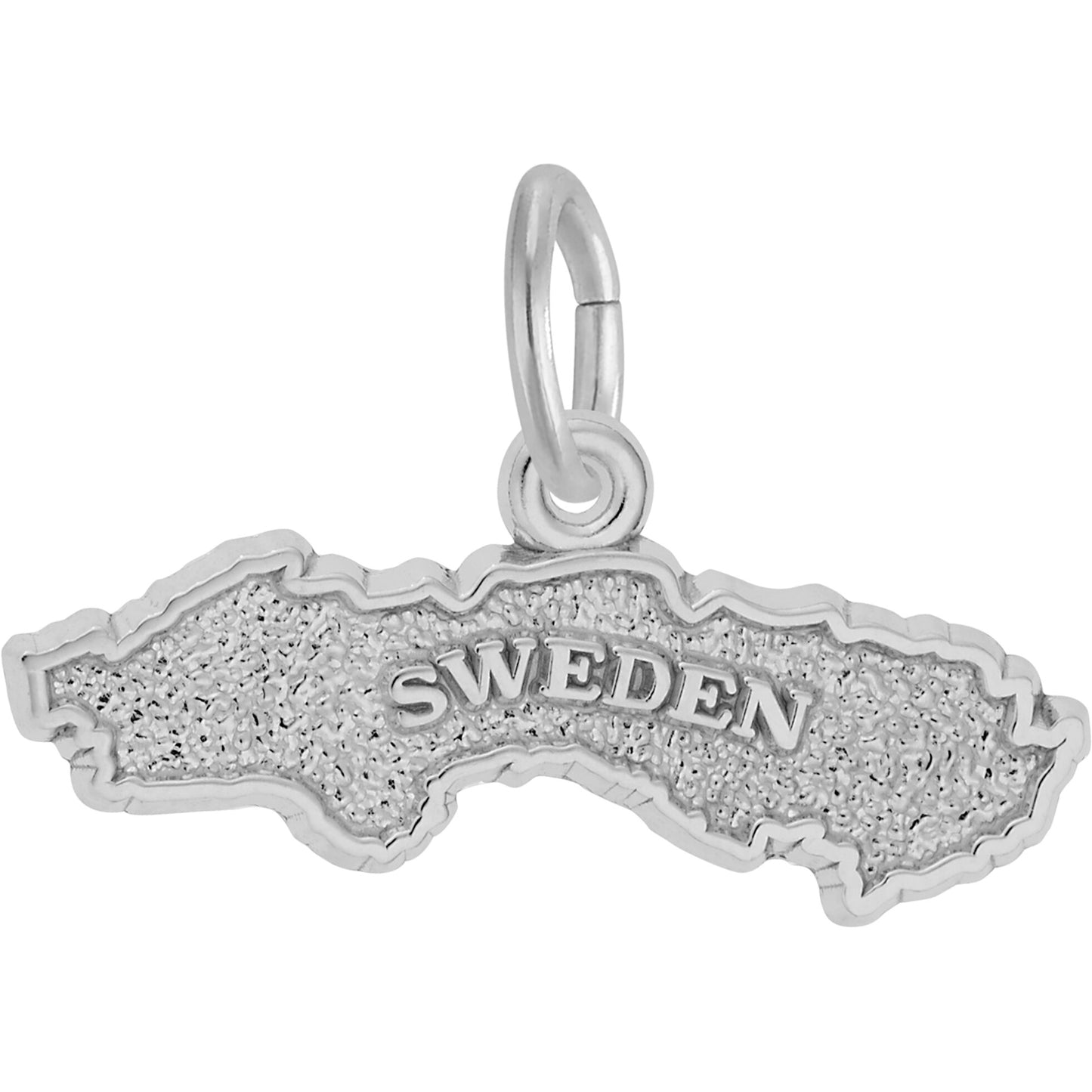 Sweden Map Charm - Metal - Sterling Silver