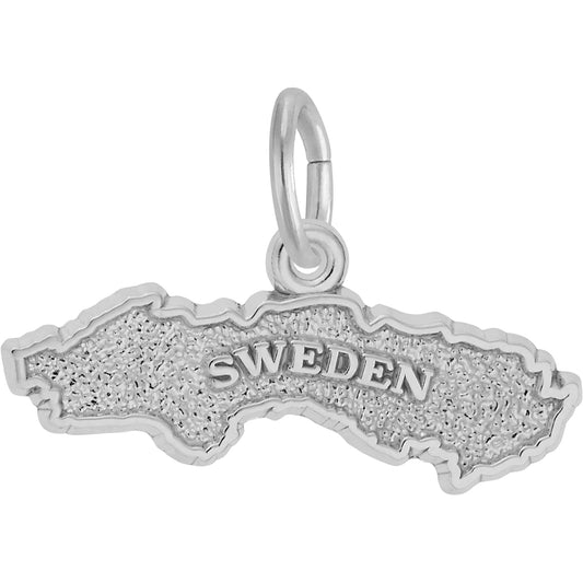 Sweden Map Charm - Metal - Sterling Silver