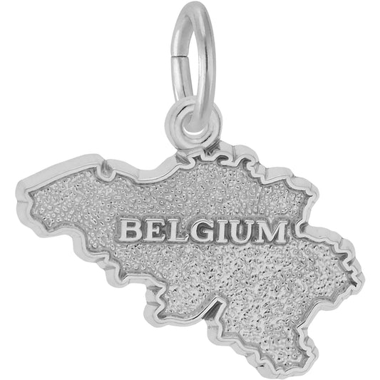 Belgium Map Charm - Metal - Sterling Silver