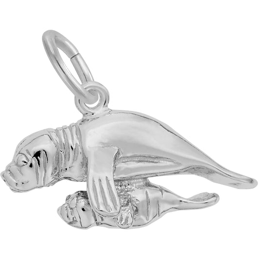 Manatee w/Calf Charm - Metal - Sterling Silver