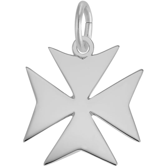 Maltese Cross Charm - Metal - Sterling Silver