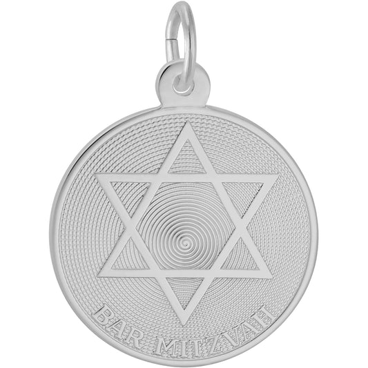 Sterling Silver Bar Mitzvah Charm - 20mm x 20mm