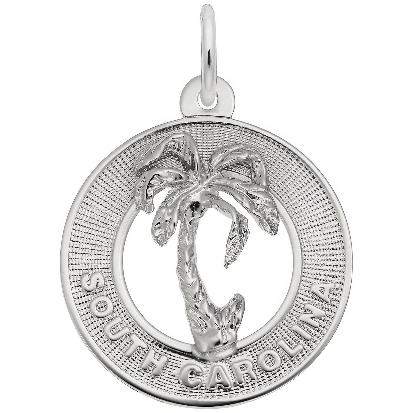 South Carolina Palm Tree Ring Charm - Metal - Sterling Silver
