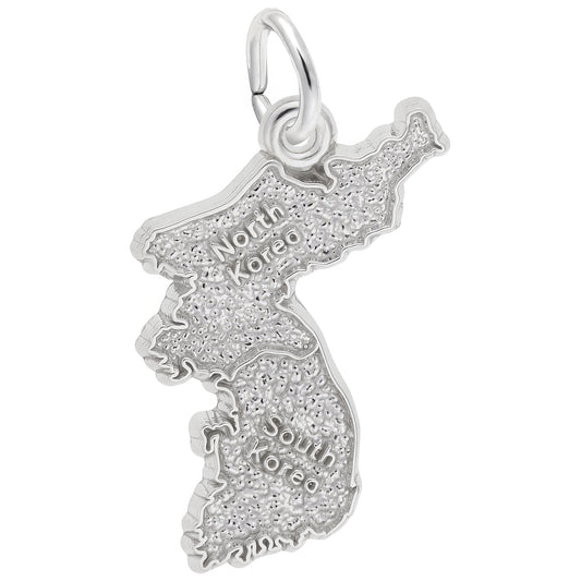 Korea Map Charm - Metal - Sterling Silver