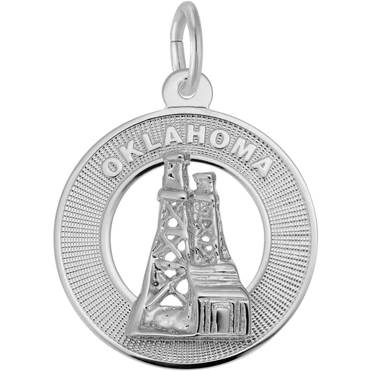 Oklahoma Oil Field Ring Charm - Metal - Sterling Silver
