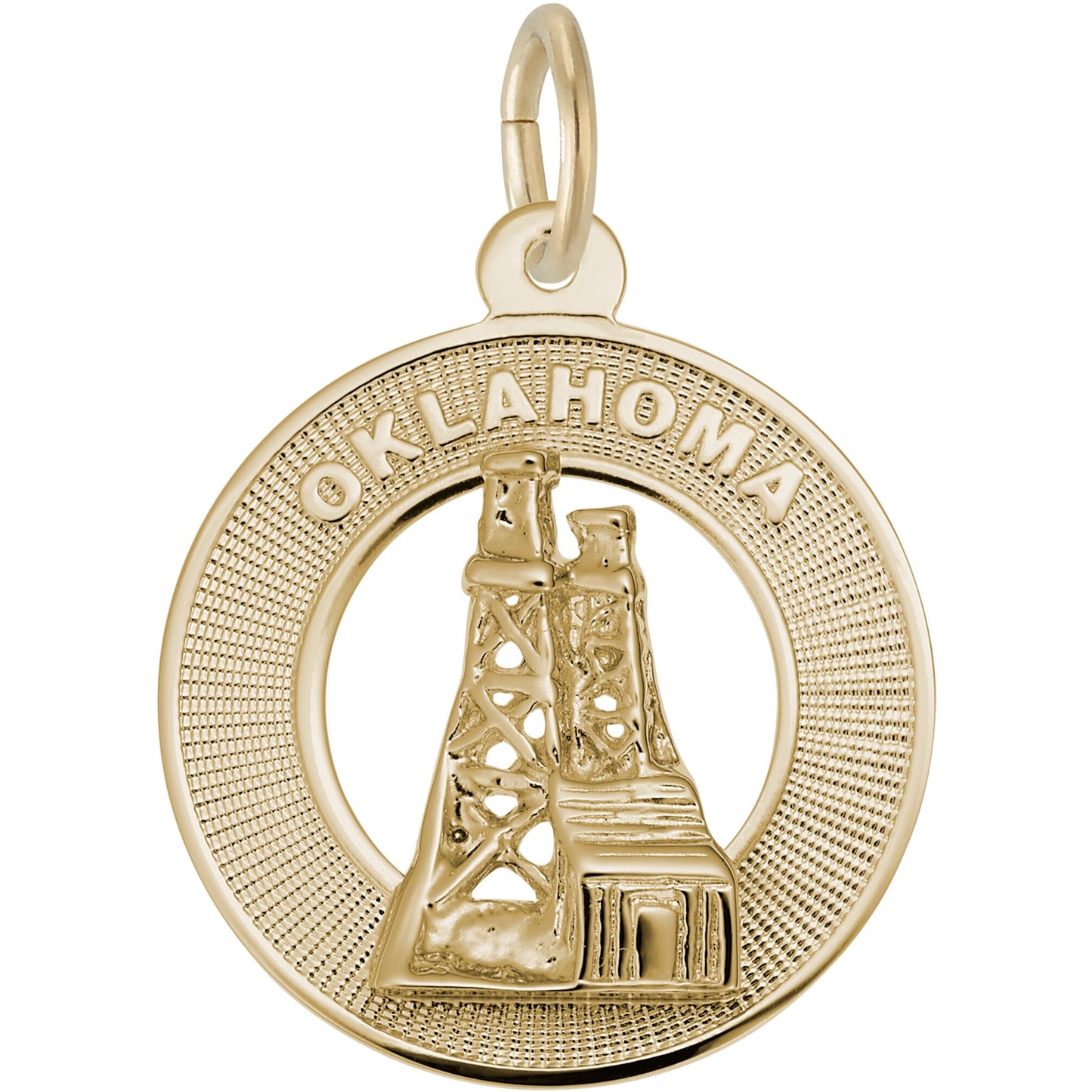 Oklahoma Oil Field Ring Charm - Metal - Sterling Silver
