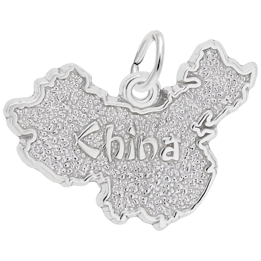 China Map Charm - Metal - Sterling Silver