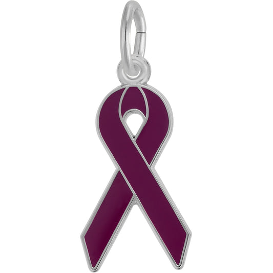 Cancer Awareness Ribbon Charm - Metal - Sterling Silver