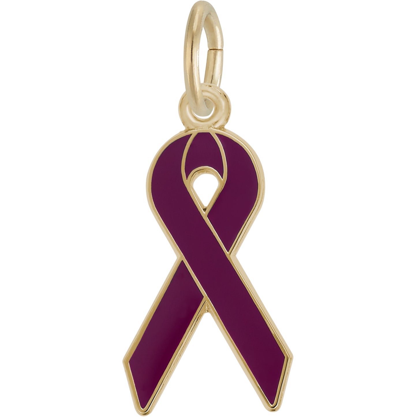 Cancer Awareness Ribbon Charm - Metal - Sterling Silver