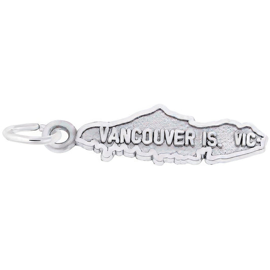Vancouver Island Map Charm, Sterling Silver