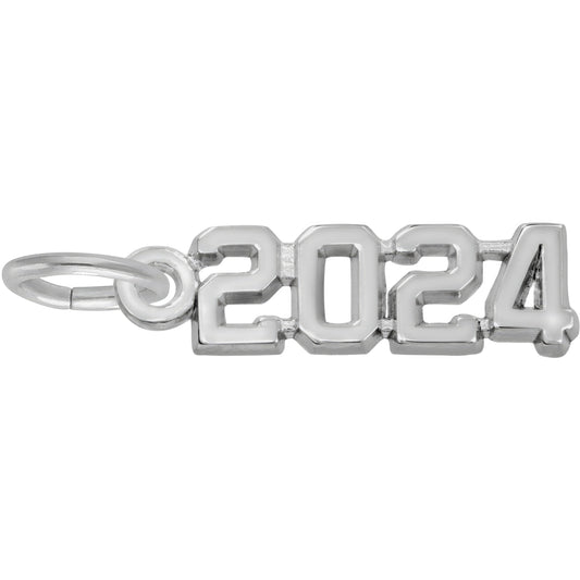 Sterling Silver 2024' Charm - 6mm x 16mm