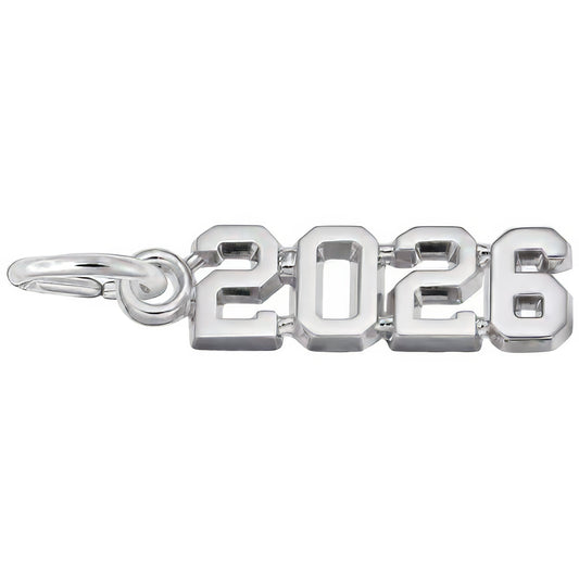 '2026' Charm, Sterling Silver