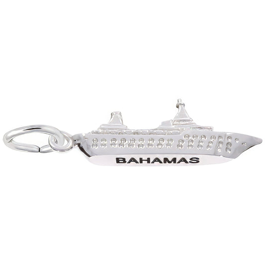 Bahamas Cruise Ship 3D Charm - Metal - Sterling Silver