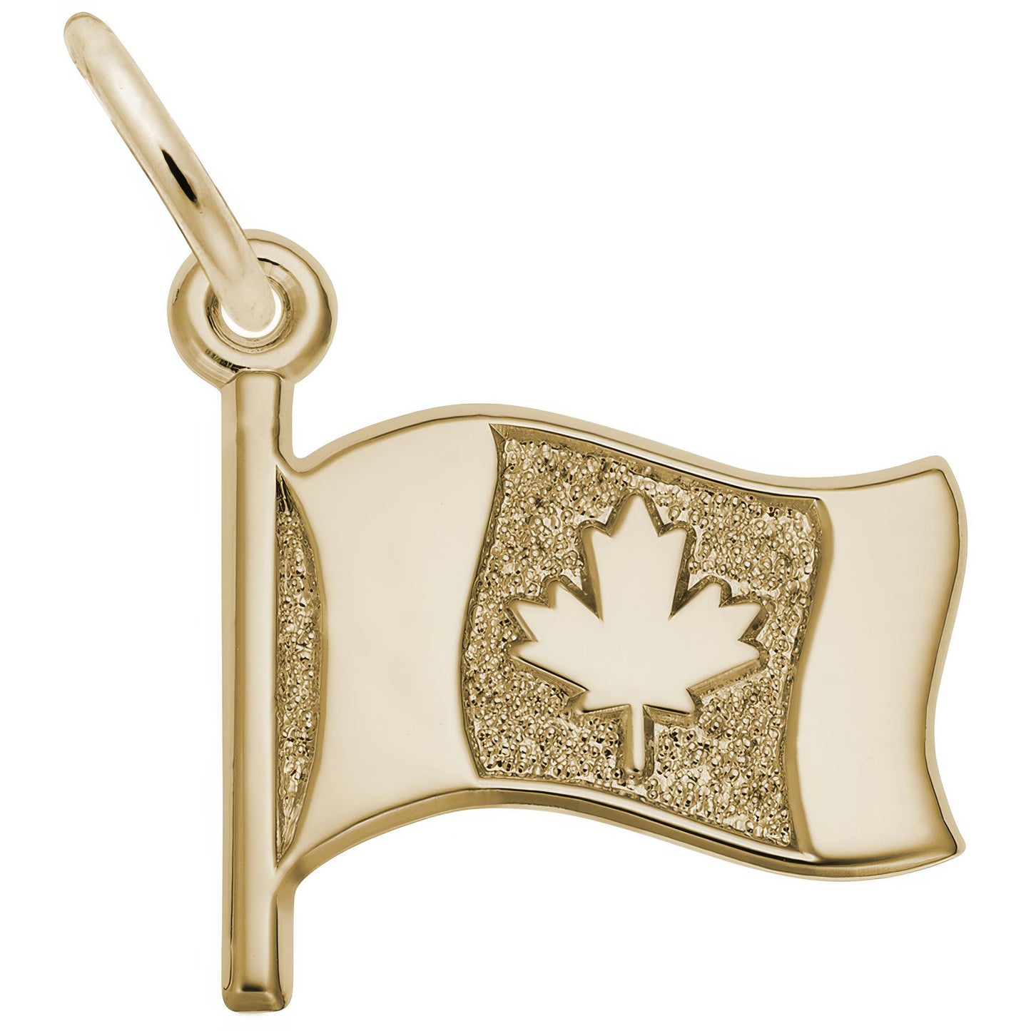 Waving Canadian Flag Charm - Metal - Sterling Silver