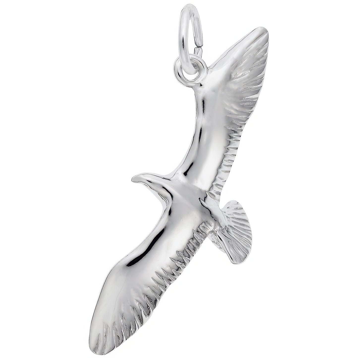 Flying Seagull Charm - Metal - Sterling Silver