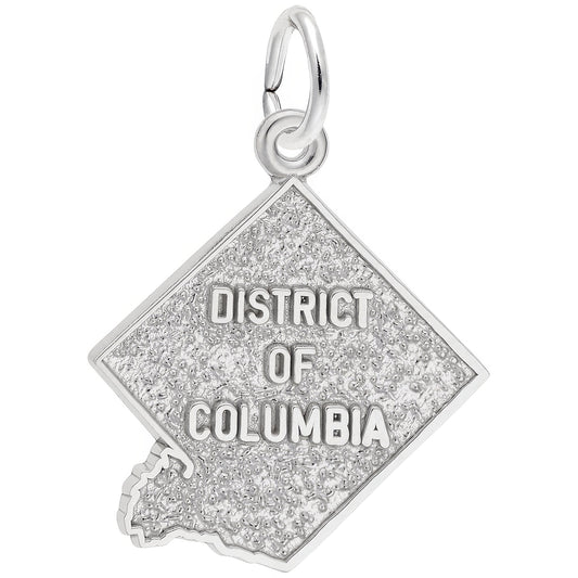 District of Columbia Map Charm - Metal - Sterling Silver