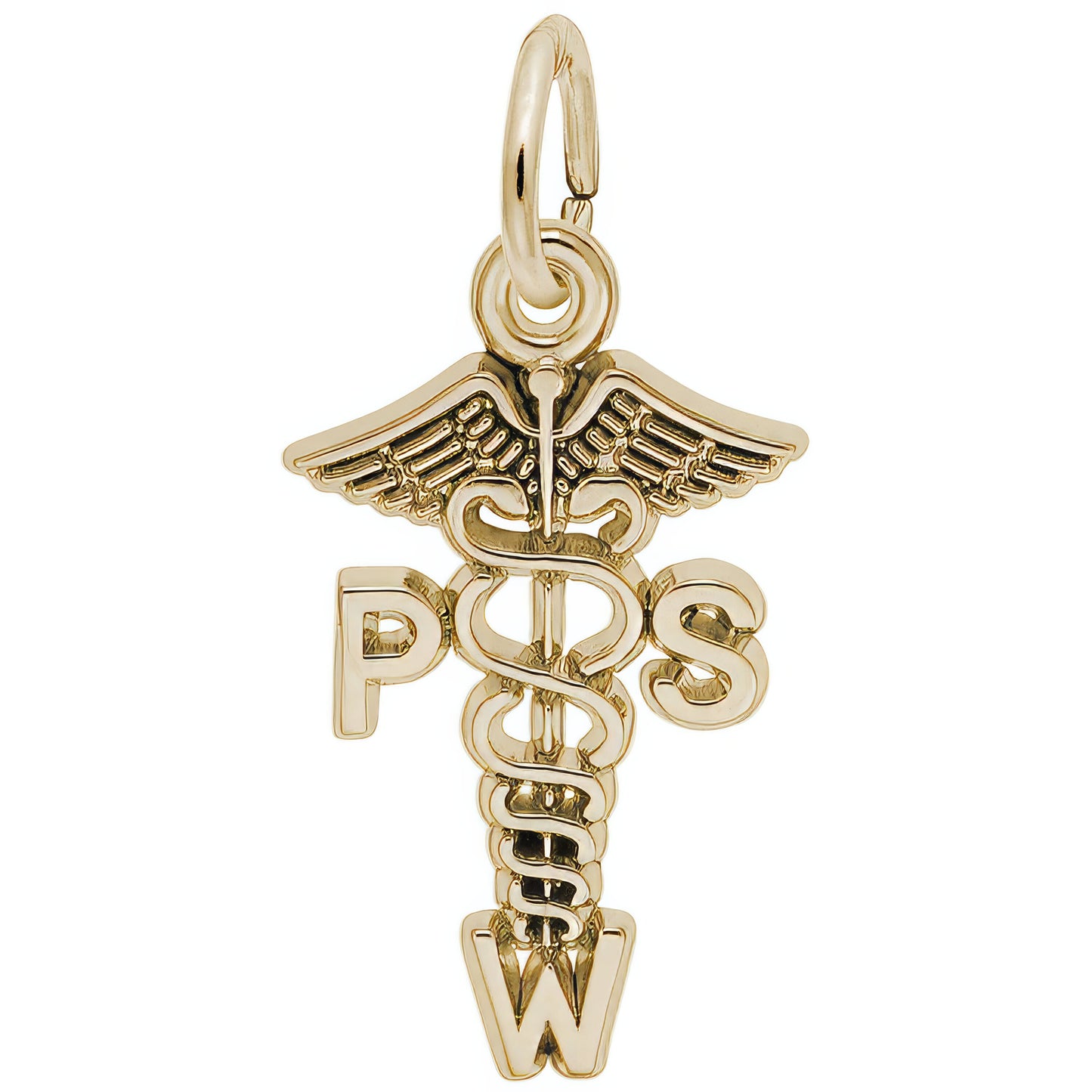 Psychiatric Social Worker Caduceus Charm - Metal - Sterling Silver