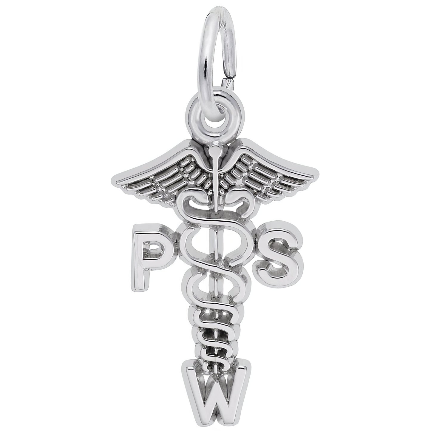 Psychiatric Social Worker Caduceus Charm - Metal - Sterling Silver