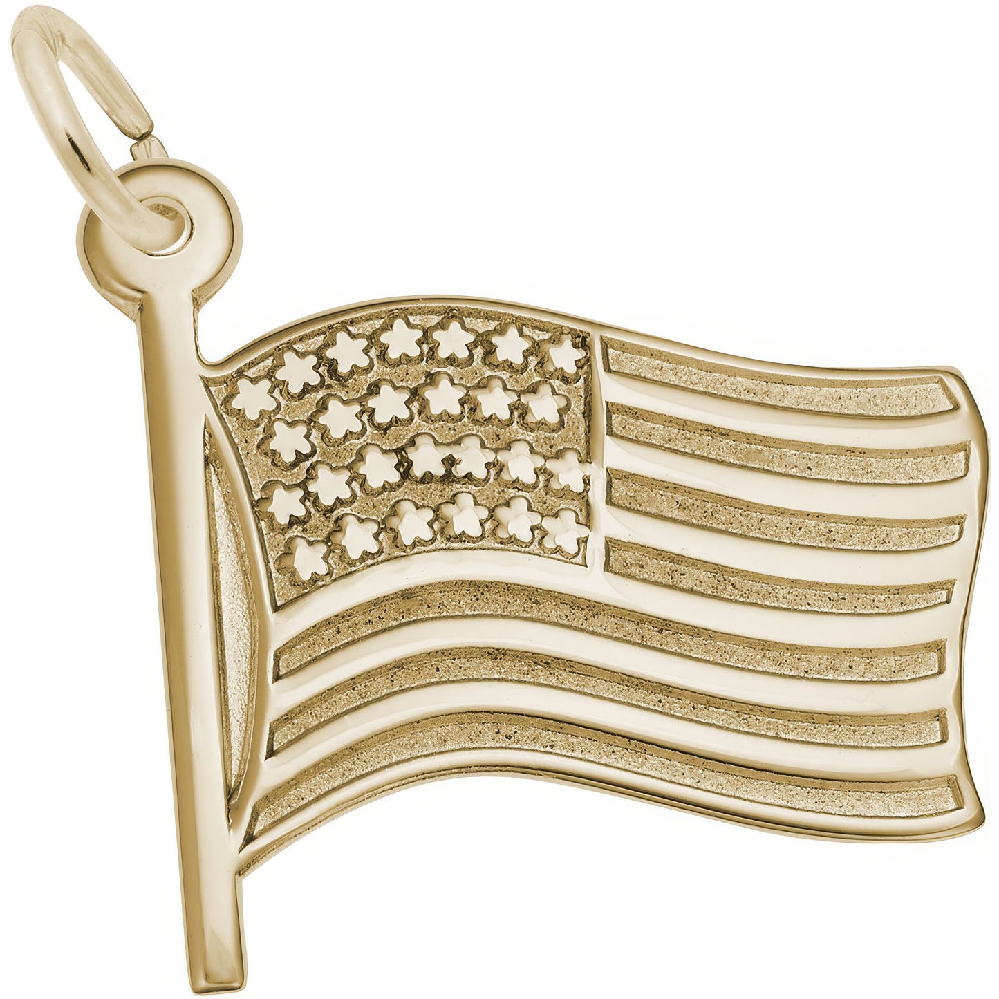 Waving American Flag Charm - Metal - Sterling Silver