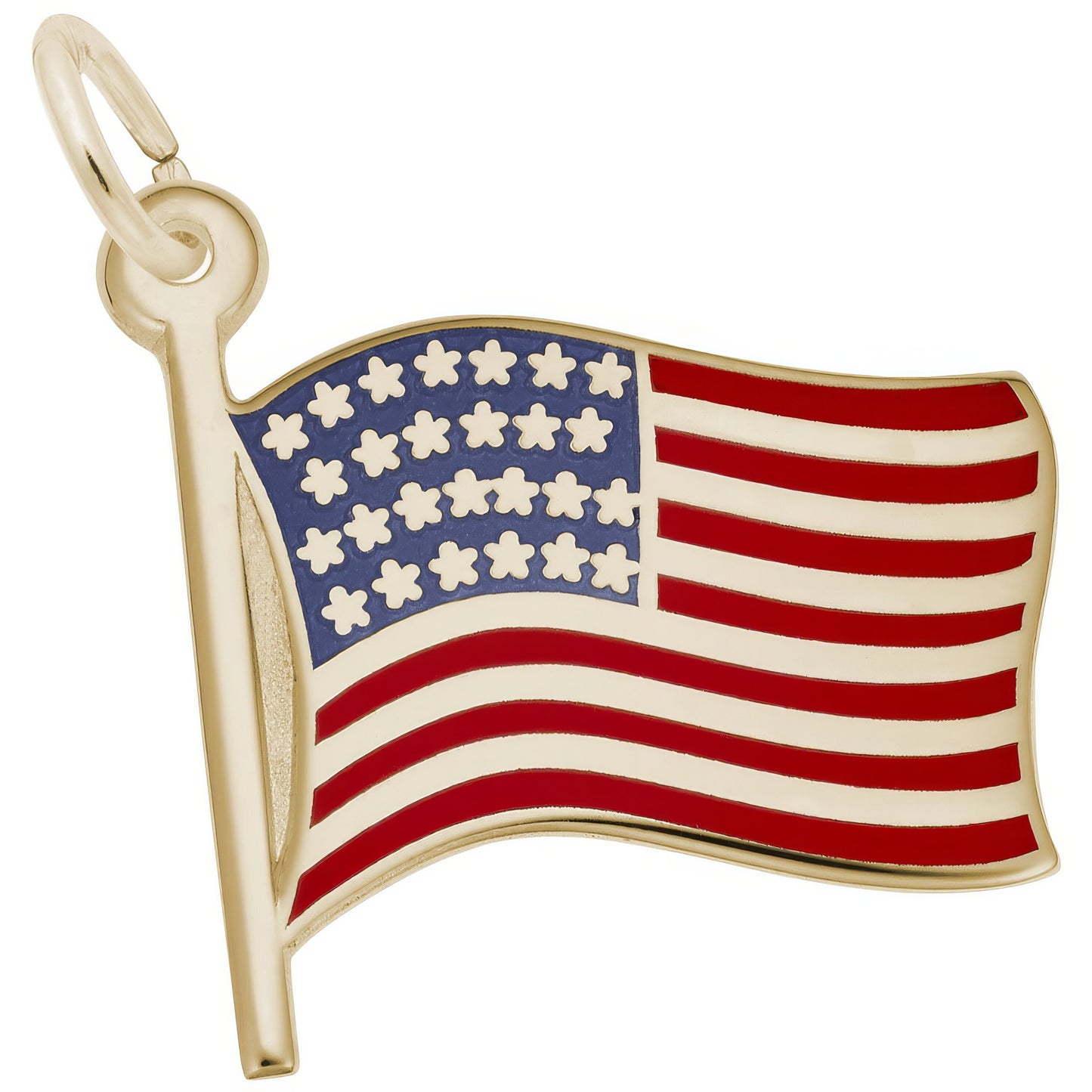 Sterling Silver Usa Flag Charm - 15mm x 18mm
