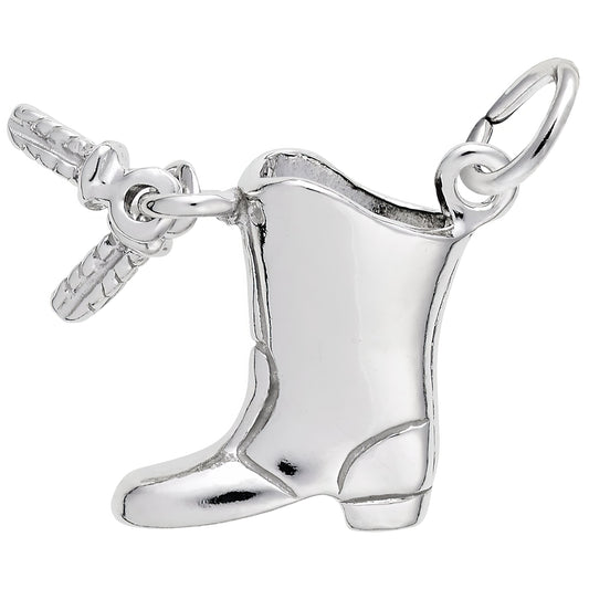 Drill Team Boot Charm - Metal - Sterling Silver