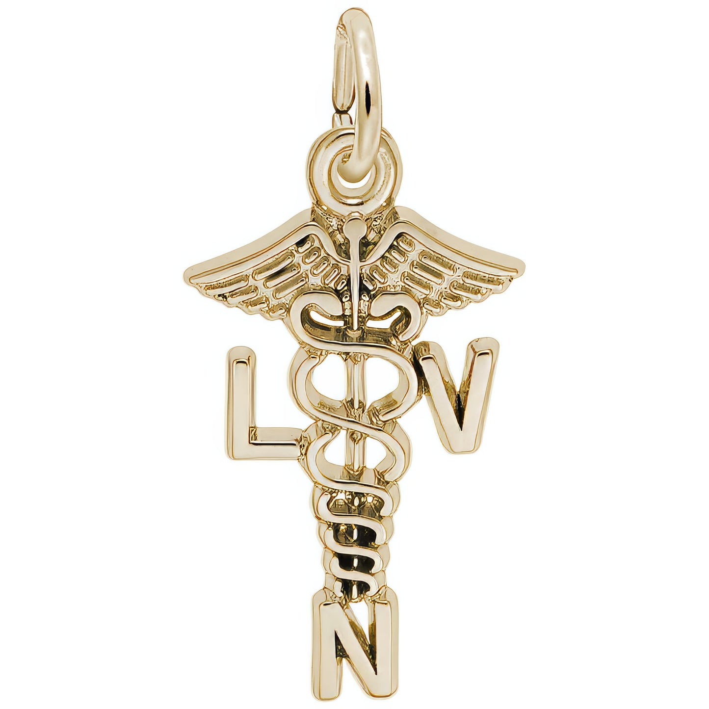 Licensed Vocational Nurse Caduceus Charm - Metal - Sterling Silver