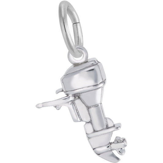 Outboard Boat Motor Charm - Metal - Sterling Silver
