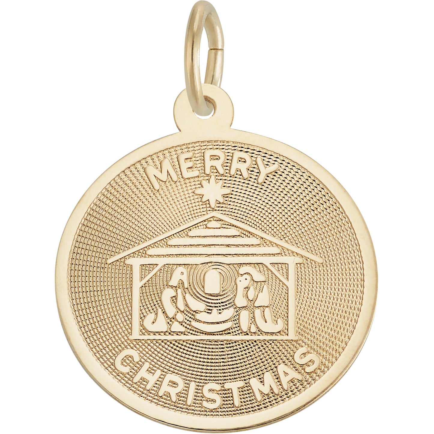 Merry Christmas Nativity Charm - Metal - Sterling Silver
