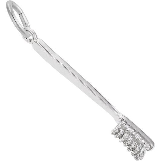 Toothbrush Charm - Metal - Sterling Silver