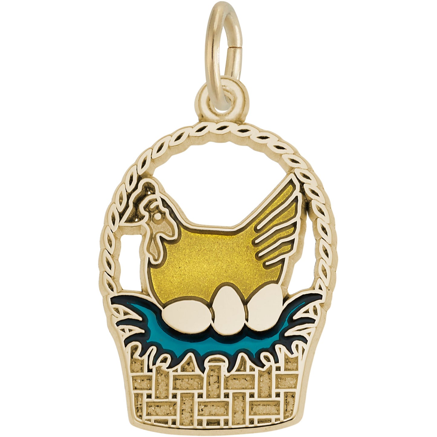 Three French Hens Charm w/Green & Yellow Enamel - Metal - Sterling Silver