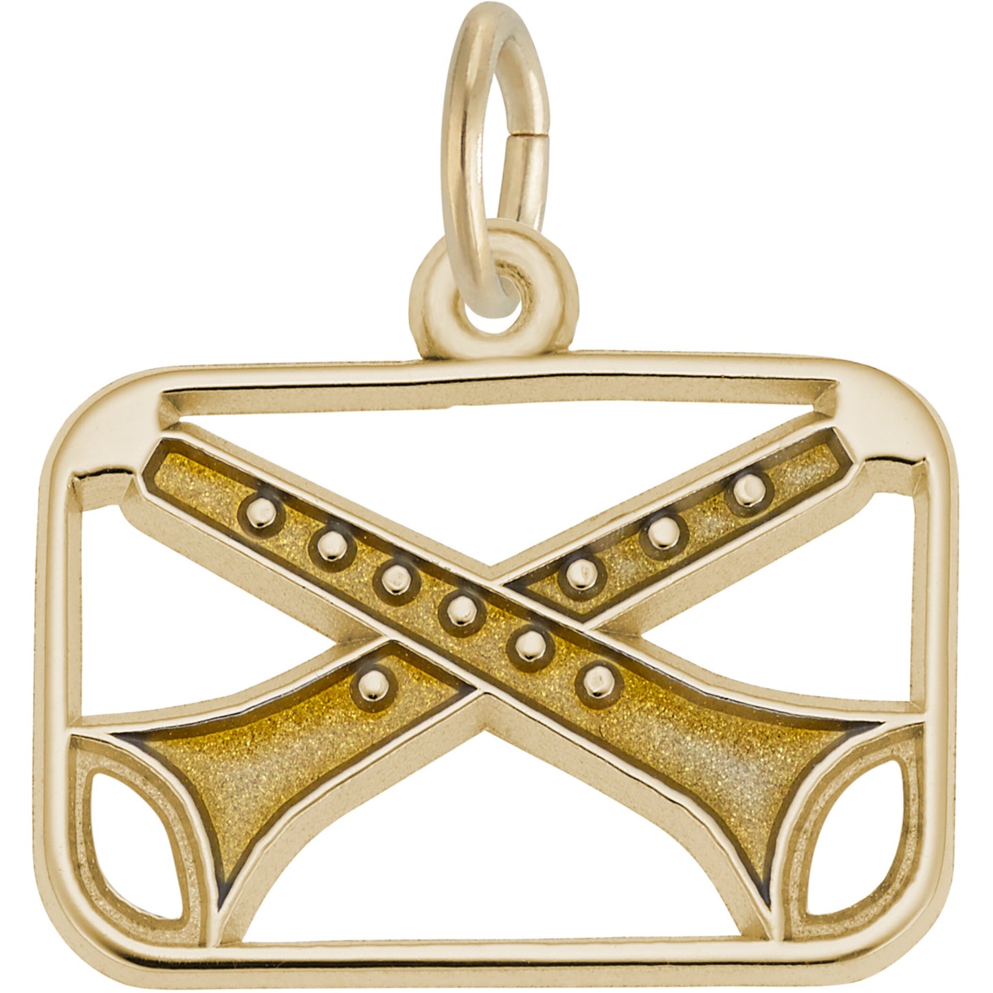 Eleven Pipers Piping Charm w/Yellow Enamel - Metal - Sterling Silver