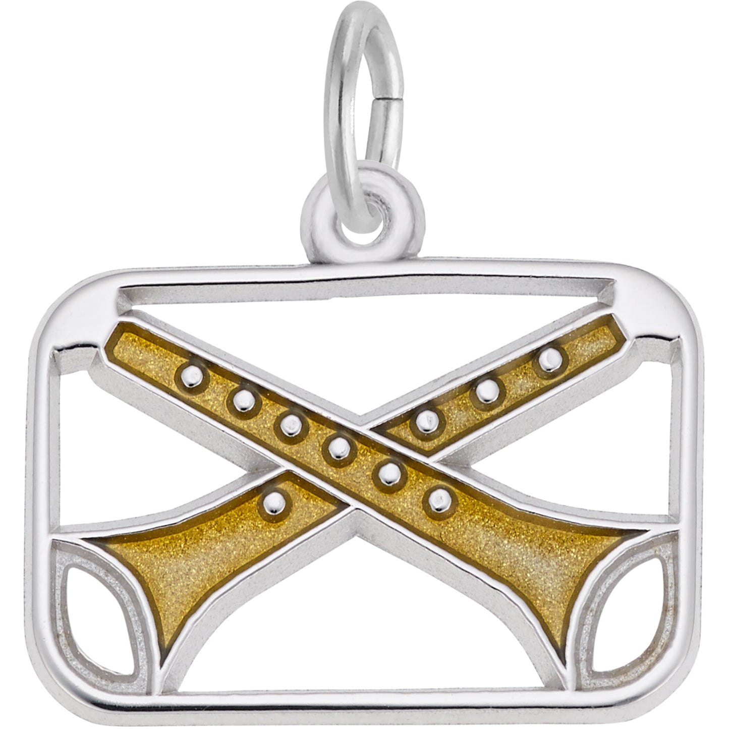 Eleven Pipers Piping Charm w/Yellow Enamel - Metal - Sterling Silver
