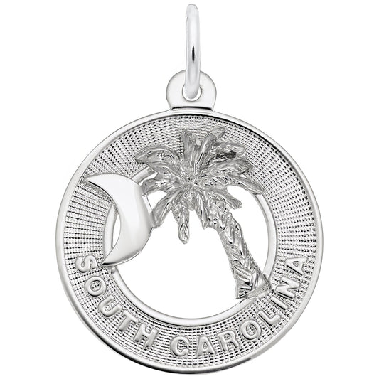 South Carolina Palmetto Ring Charm - Metal - Sterling Silver