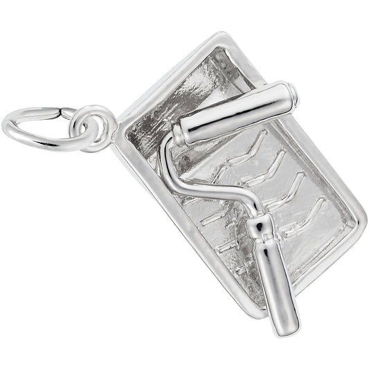 Paint Tray & Roller Charm - Metal - Sterling Silver