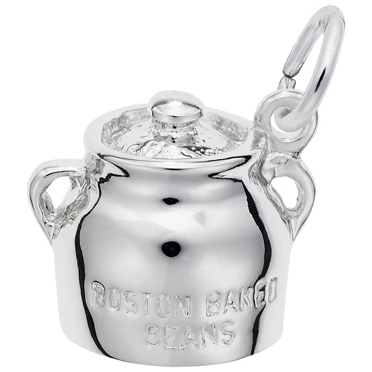 Sterling Silver Boston Baked Beans Charm - 12mm x 13mm