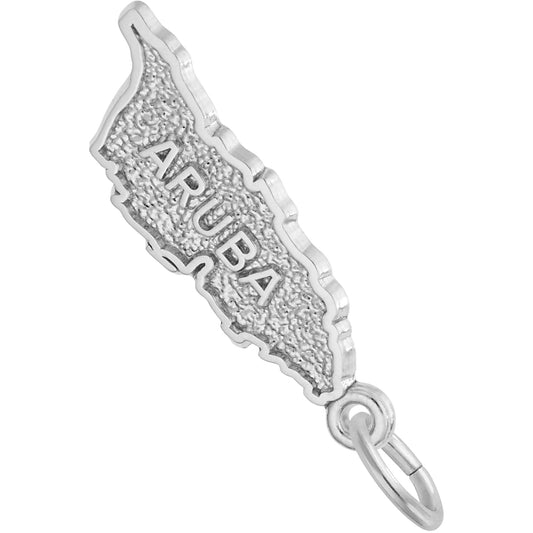 Aruba Map Charm - Metal - Sterling Silver