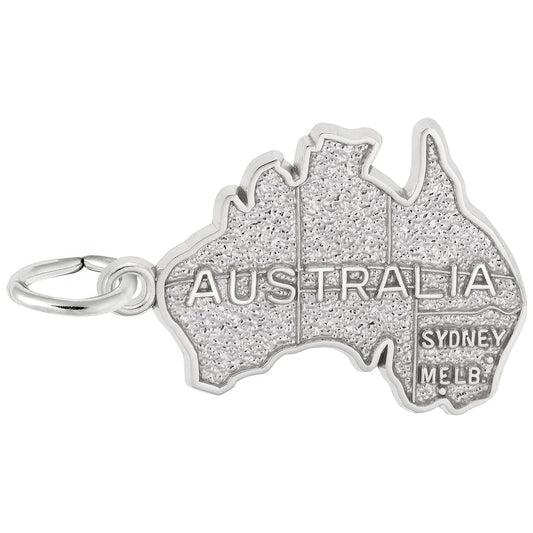 Australia Map Charm - Metal - Sterling Silver