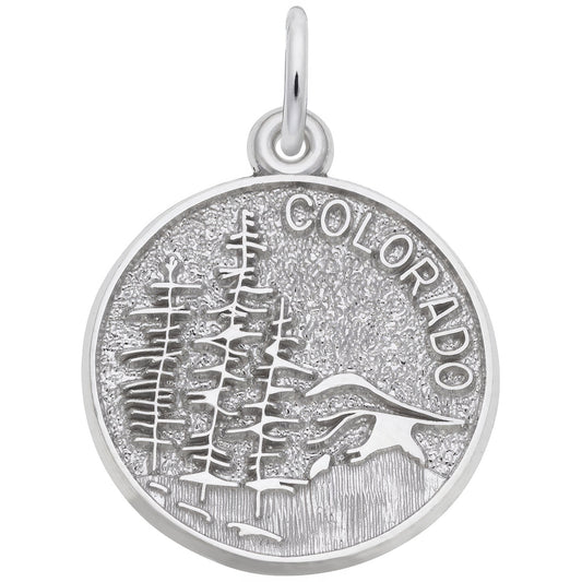 Colorado Mountain Scene Charm - Metal - Sterling Silver