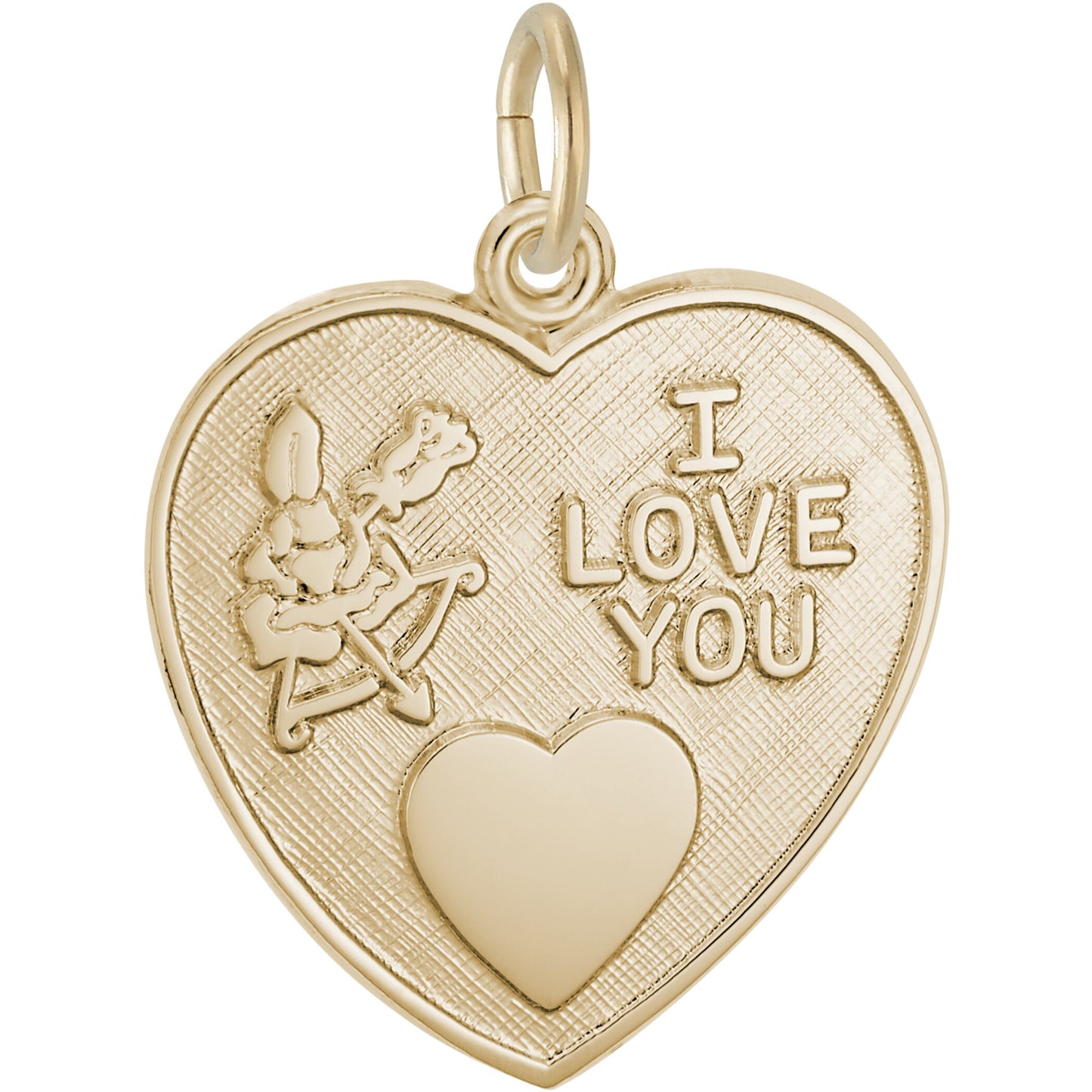 Cupid I Love You Heart Charm - Metal - Sterling Silver